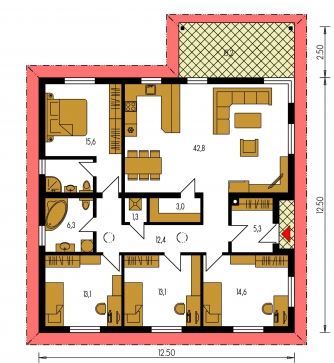 Mirror image | Floor plan of ground floor - BUNGALOW 186
